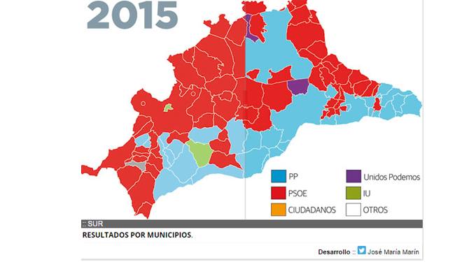 El mapa electoral de la provincia de Málaga antes y después: 2016 frente a 2015