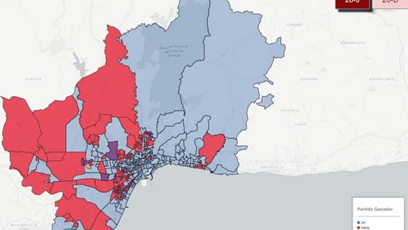 Resultados del 26-J en Málaga por secciones censales