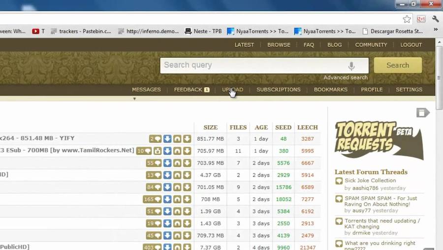 Captura de pantalla de Kickass Torrents