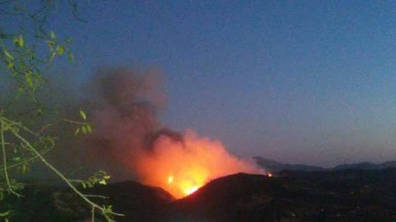 Un incendio arrasa gran parte del paraje natural de la Hoz de Marín