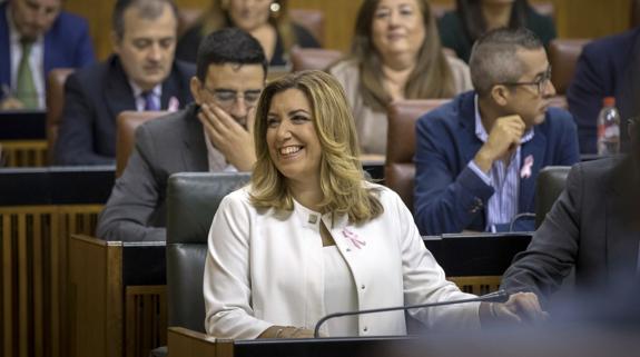 Susana Díaz, hoy en el Parlamento andaluz.