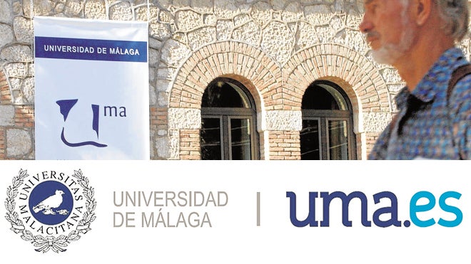 Al escudo y logotipo se le ha añadido la gráfica ‘uma.es’. 