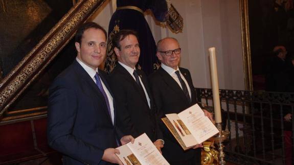 Raúl Berzosa, Pablo Atencia y Francisco Javier Jurado, en el acto de nombramiento en San Julián.