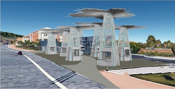 Así serán los quioscos proyectados para el futuro mercado Sabor a Málaga de San Pedro.
