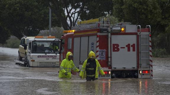 Inundaciones en el polígono Guadalhorce de la capital por las fuertes lluvias del pasado 4 de diciembre.