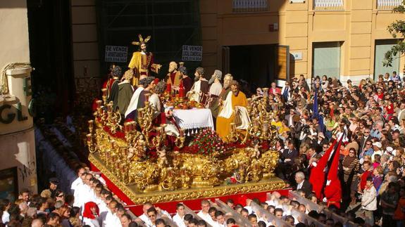 La Cofradía de la Cena llegará hasta Alcazabilla y la plaza de la Merced el Jueves Santo