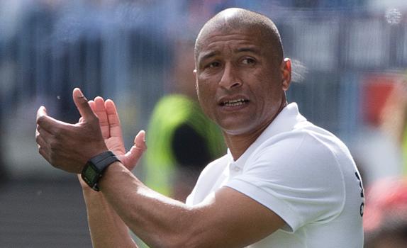 Marcelo Romero, durante el encuentro disputado hoy en Málaga.