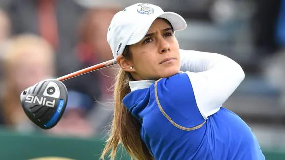 Azahara Muñoz, durante su participación en la Solheim Cup con el equipo europeo. 