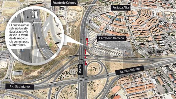 Las obras del nuevo acceso de la autovía a Portada Alta y Teatinos arrancarán este año
