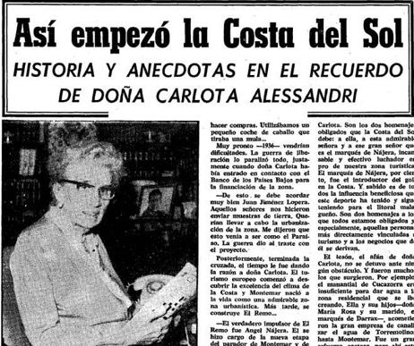 Carlota Alessandri, la mujer que dio nombre a la avenida de Torremolinos