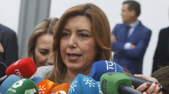 Susana Díaz, ayer en Huelva.