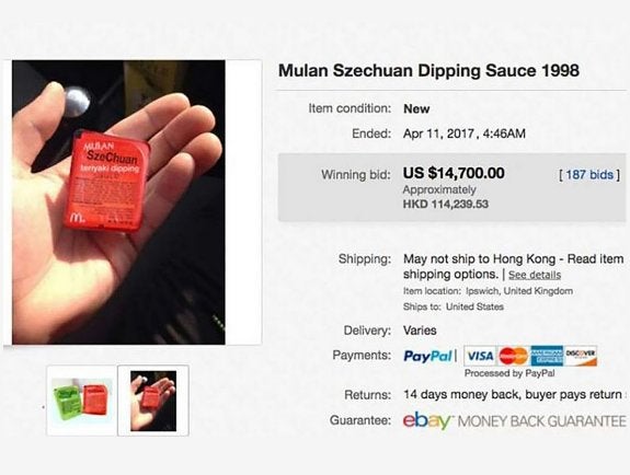 Página de ebay donde fueron vendidas las dos bolsitas de salsas de Mulan. :: R. C.