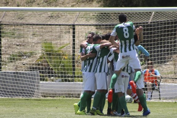 Los jugadores del Antequera celebran un gol. :: a. j. g.