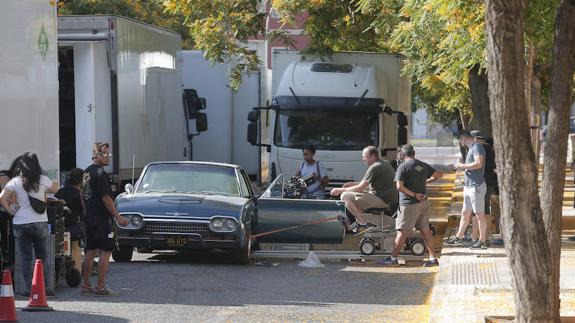 Rodaje de una de las escenas en el exterior de la cárcel.