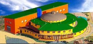 TEJADO VEGETAL. Proyecto de Petra Jebens para el edificio del Centro de I+D+i de eficiencia energética de Zaragoza. Los tejados del recinto se cubren con una capa vegetal sobre 20 centímetros de tierra. La vegetación, según los expertos, actúa como aislamiento y como protección del impermeabilizante.