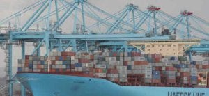 Un portacontenedores de Maersk Line en las instalaciones de APM Terminals en el puerto de Algeciras. ::
SUR ARCHIVO
