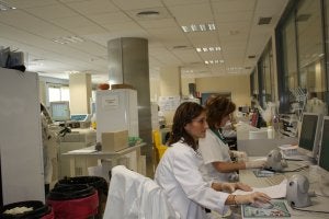 En el laboratorio del Clínico trabajan más de un centenar de profesionales. ::
SUR