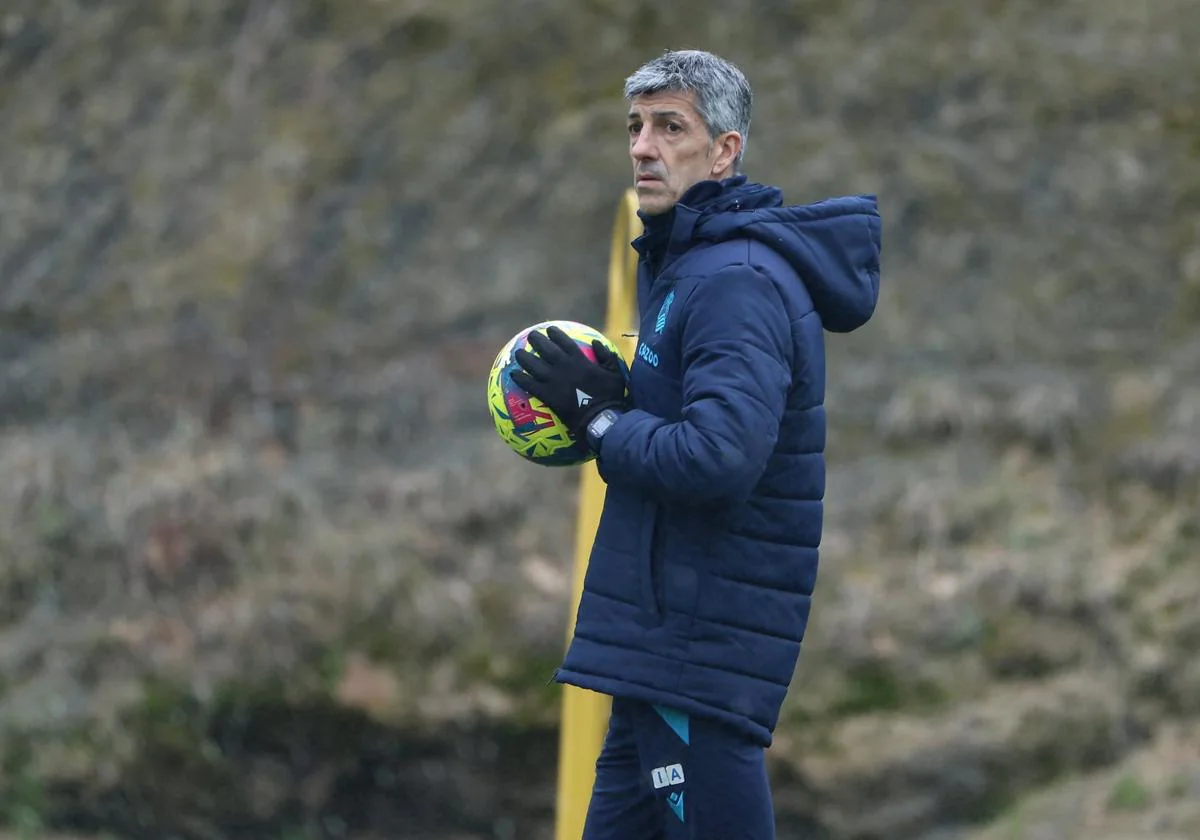 Imanol, en el último entrenamiento en Zubieta.