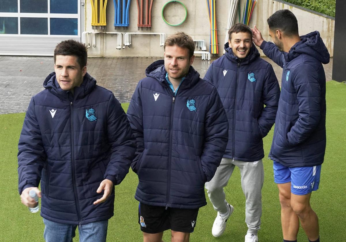 Zubeldia, Illarramendi, Gorosabel y Merino han atendido a la prensa este mediodía en Zubieta.