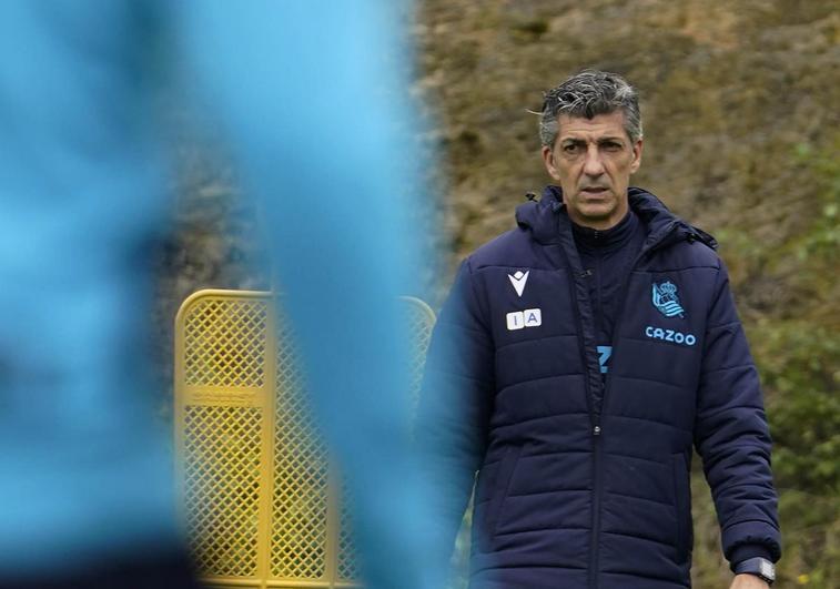 Imanol Alguacil, durante el entrenamiento previo al duelo ante el Real Madrid.
