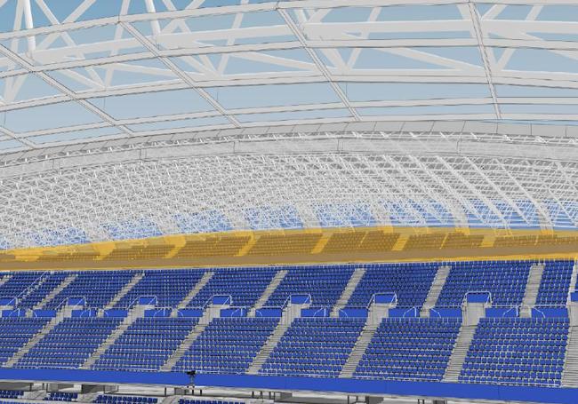 En naranja, proyección de las nuevas butacas tras la obra.