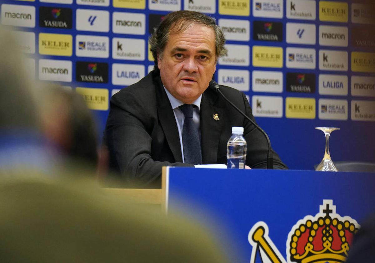 Jokin Aperribay, durante la rueda de prensa posterior a Junta.