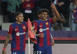 Lamine Yamal celebra su gol ante la Real Sociedad.