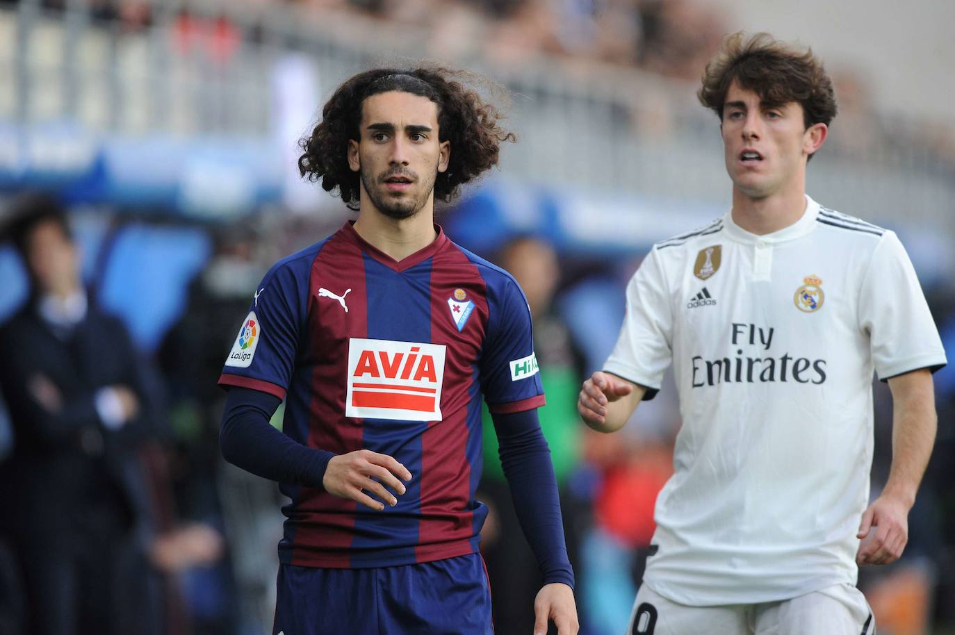 Cucurella, junto a Odriozola durante un partido de la pasada campaña. 