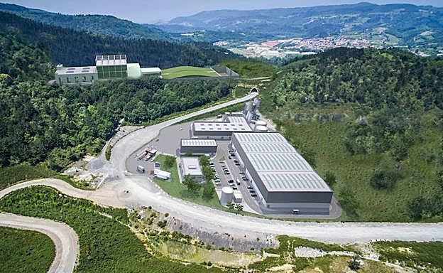 Fotomontaje del Complejo Medioambiental de Gipuzkoa que se está construyendo en Zubieta.