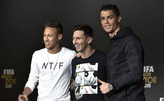 Neymar, Messi y Cristiano. 
