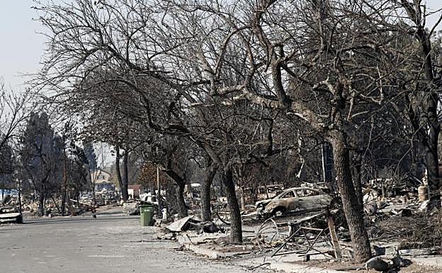 Un vecindario devastado por las llamas en Santa Rosa.