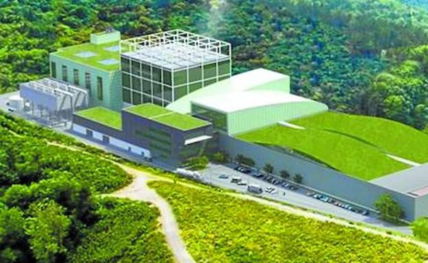 Fotomontaje de la incineradora y la planta de tratamiento mecánico-biológico contempladas en la primera fase del Complejo Medioambiental de Gipuzkoa.