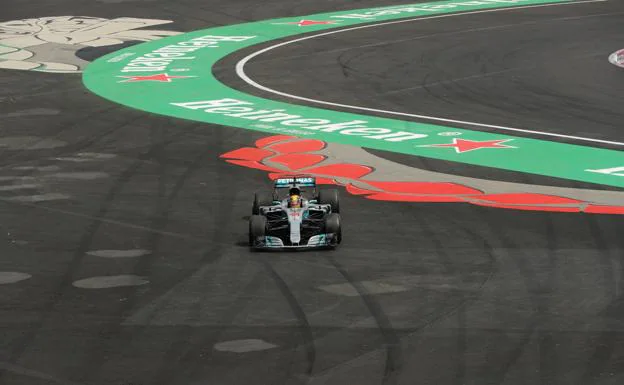 Hamilton, en el Gran Premio de México que se proclamó campeón del mundo. 