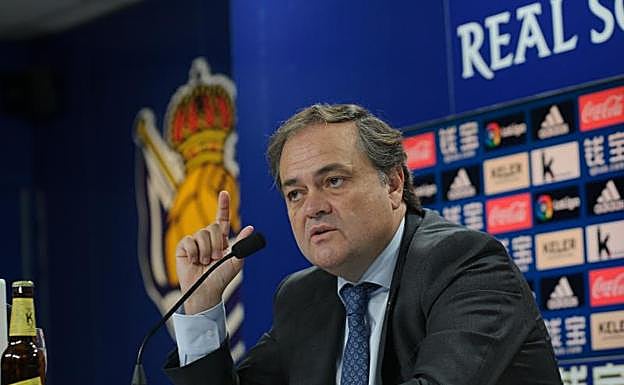 Jokin Aperribay durante una rueda de prensa. / Galería: Así será Anoeta. 