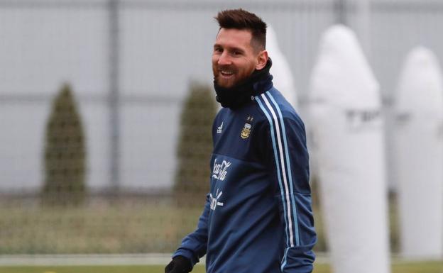 Leo Messi, durante un entrenamiento con la selección argentina. 