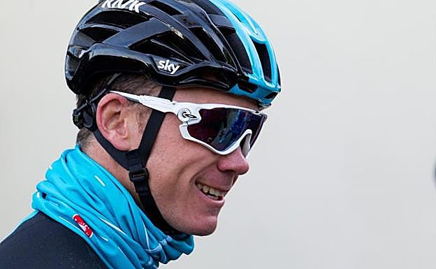 Chris Froome, en un entrenamiento con el Sky
