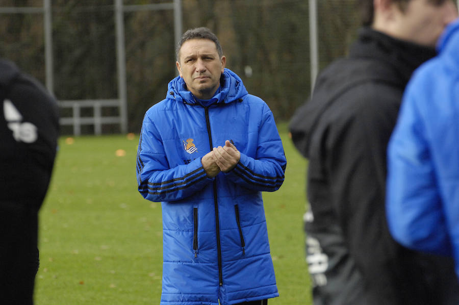 Eusebio ha citado a sus jugadores esta mañana en Zubieta para el último entrenamiento antes del debi de mañana en San Mamés contra el Athletic). 