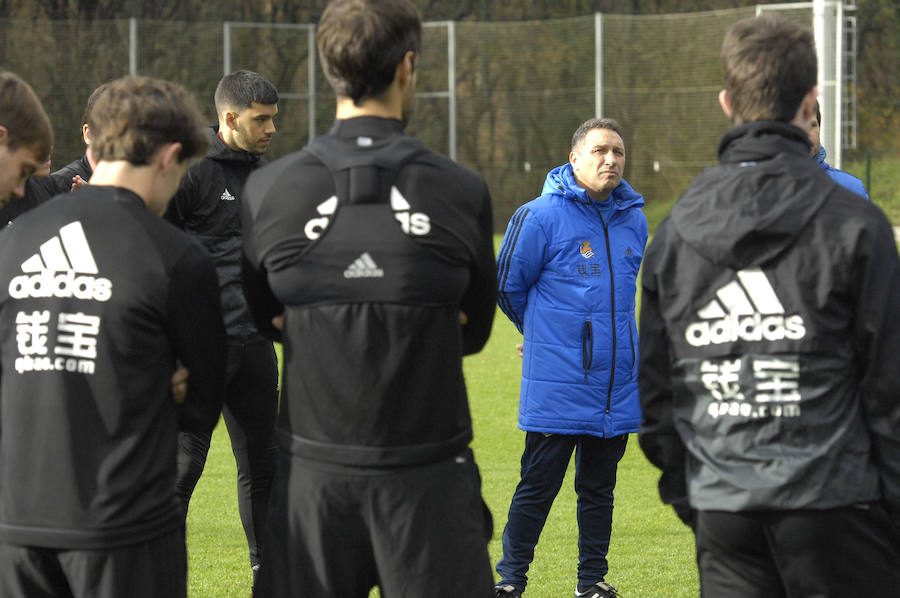 Eusebio ha citado a sus jugadores esta mañana en Zubieta para el último entrenamiento antes del debi de mañana en San Mamés contra el Athletic). 