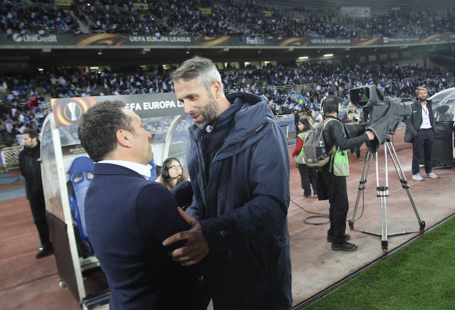El partido entre la Real Sociedad y el Salzburgo en Anoeta, en imágenes