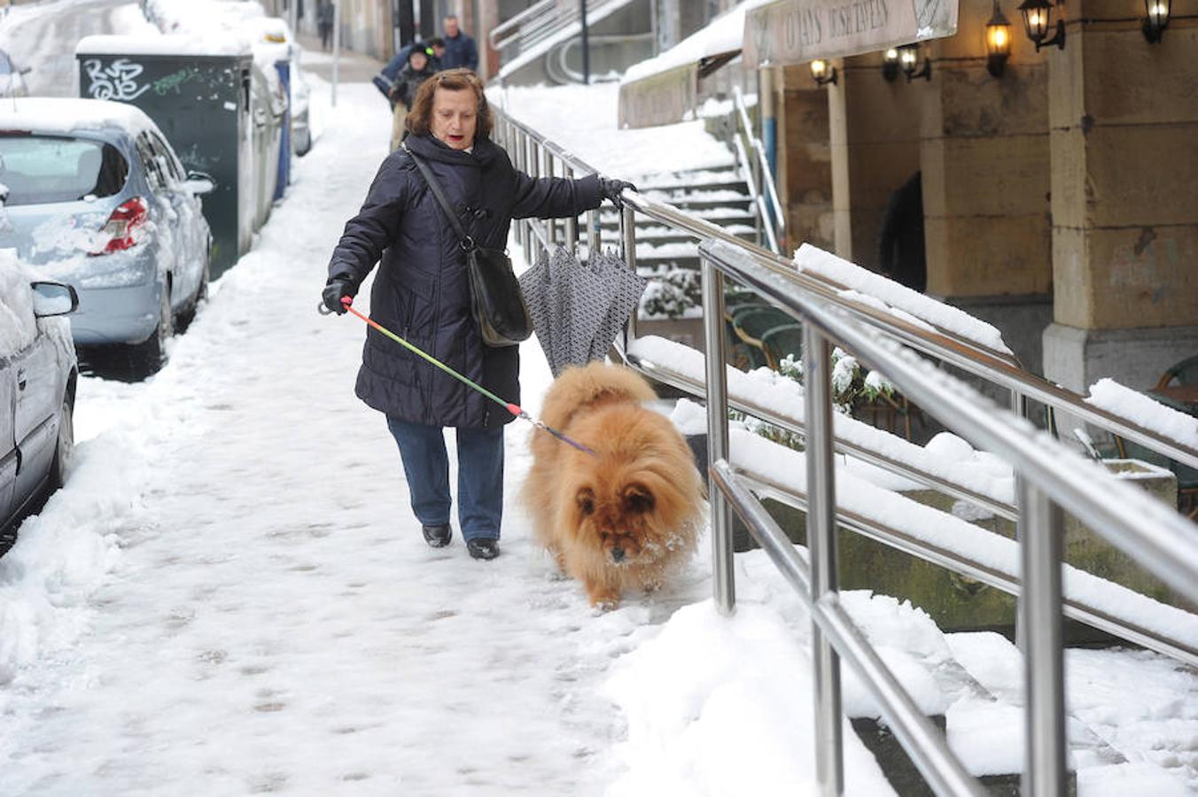 La localidad armera ha amanecido cubierta por el manto blanco, dejando bellas estampas a la vez que complicaciones en el tráfico
