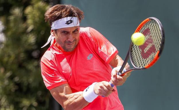 David Ferrer golpea la bola. 