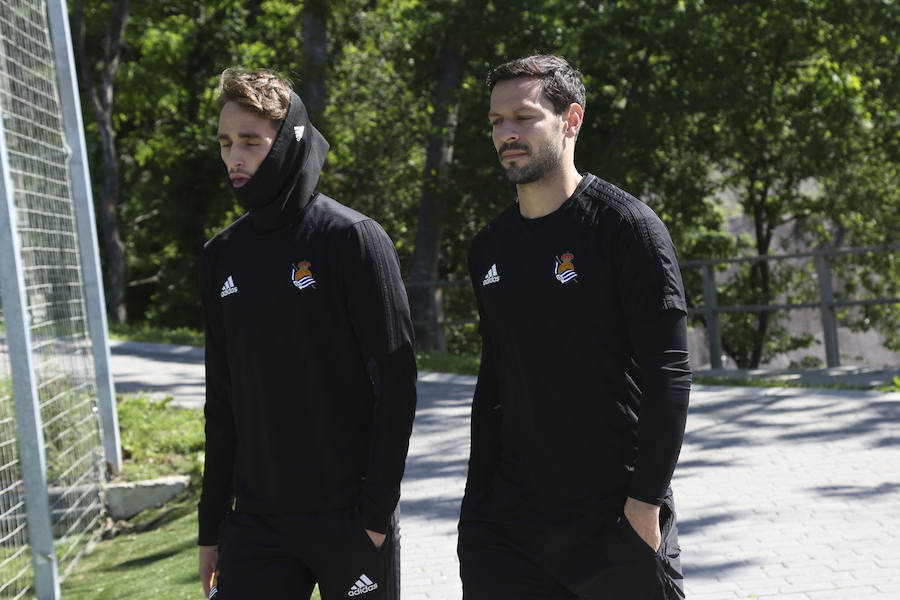 Los jugadores de la Real Sociedad han entrenado este viernes en Zubieta de cara al partido de mañana a las 16.15 horas en Anoeta contra el Leganés en Anoeta.