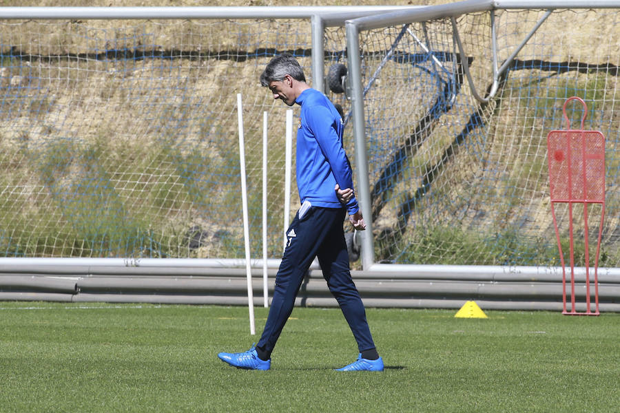 Los jugadores de la Real Sociedad han entrenado este viernes en Zubieta de cara al partido de mañana a las 16.15 horas en Anoeta contra el Leganés en Anoeta.