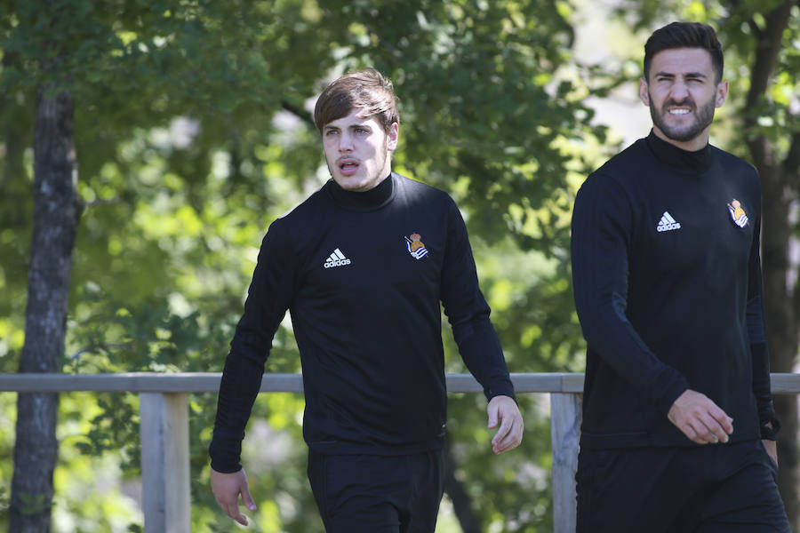 Los jugadores de la Real Sociedad han entrenado este viernes en Zubieta de cara al partido de mañana a las 16.15 horas en Anoeta contra el Leganés en Anoeta.