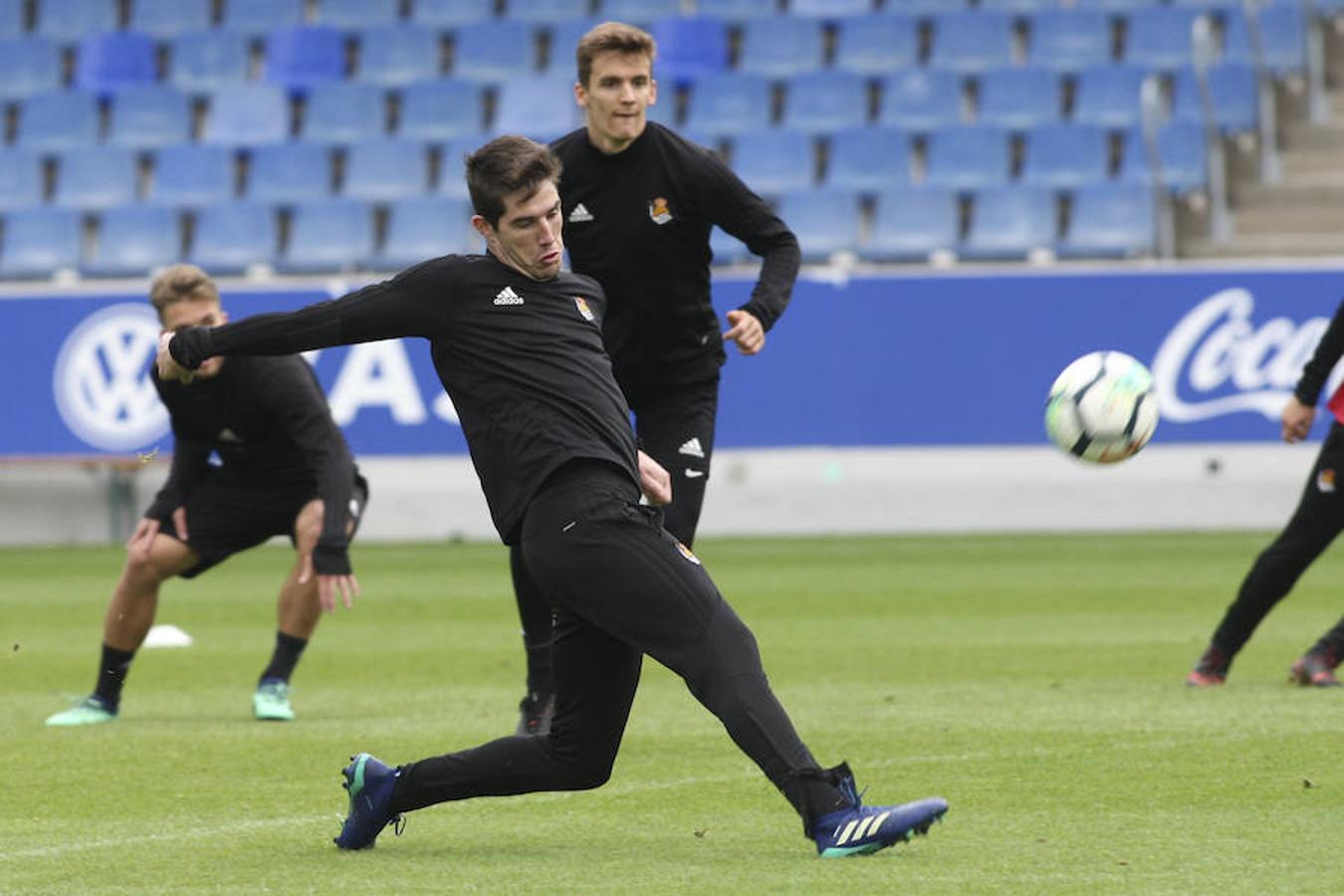 El equipo txuri-urdin se ha ejercitado con la baja de Héctor Moreno y la novedad de Le Normand 