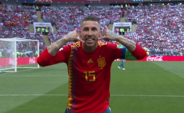Ramos celebra su gol. 