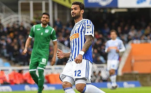 Willian José, en Anoeta, en el encuentro ante el Leganés.