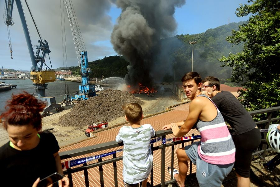 El fuego originado en un cúmulo de chatarra prensada ha provocado una columna de humo tóxica que se veía desde varios kilómetros a la redonda.