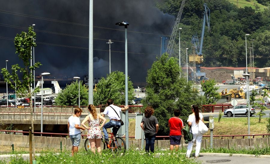 El fuego originado en un cúmulo de chatarra prensada ha provocado una columna de humo tóxica que se veía desde varios kilómetros a la redonda.