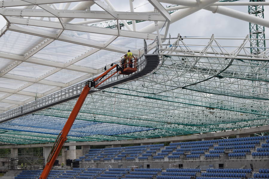 El estadio de Anoeta ya muestra en buena parte cómo estará el día de su reapertura, el 15 de septiembre, ante el F.C. Barcelona